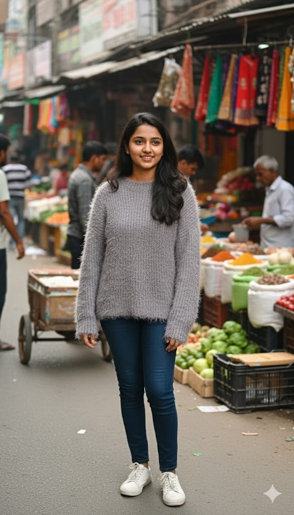 Grey Plush Winter Sweater